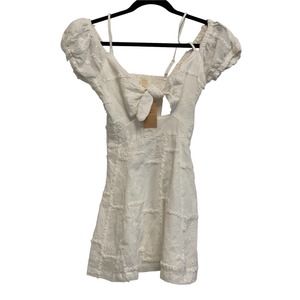 Surf Gypsy Eyelet Cold Shoulder Smocked Swim Cover-Up White Dress NWT Small